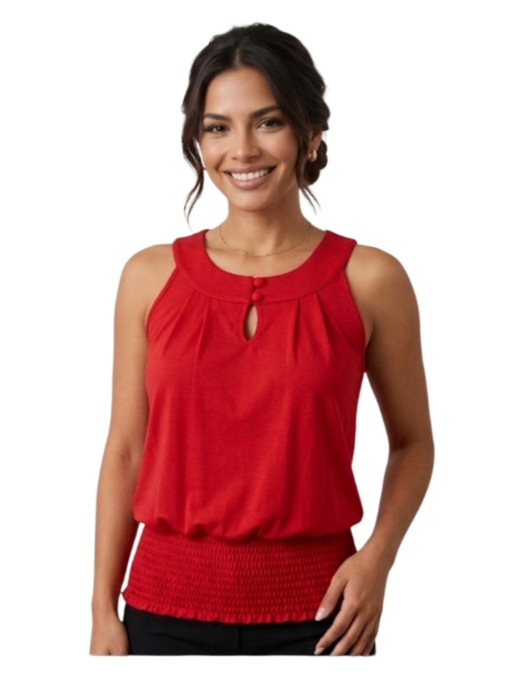 "Petite Studio" (SP)Very Pretty Orange Tank with Wide Elastic at Hemline